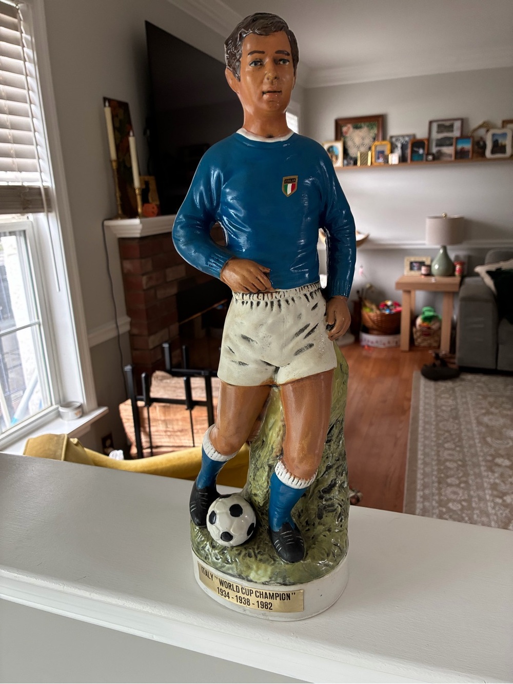 Vintage 1982 Italy World Cup Soccer Player Decanter 17.5" - Made in Italy